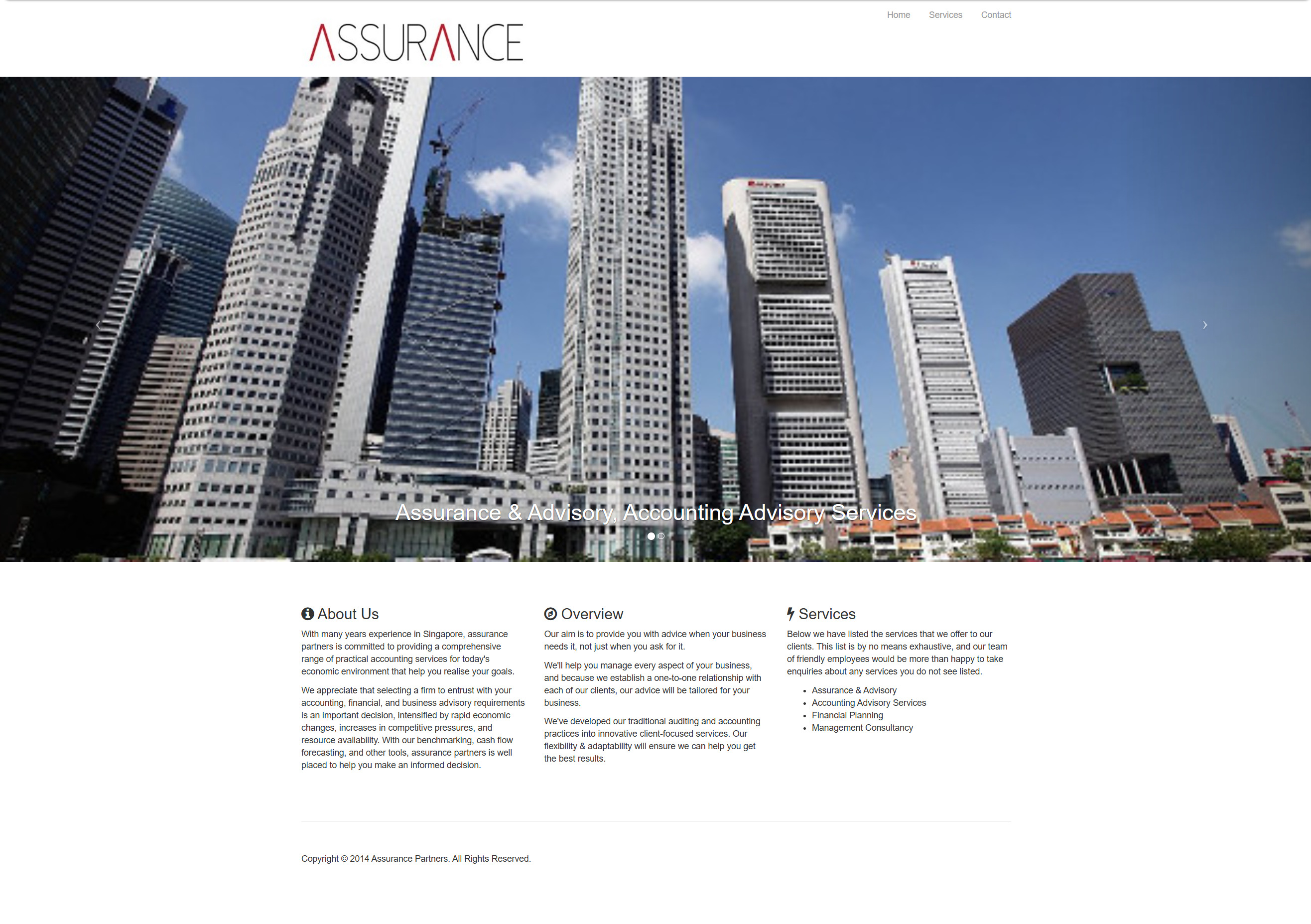 Assurance Partners homepage before the redesign