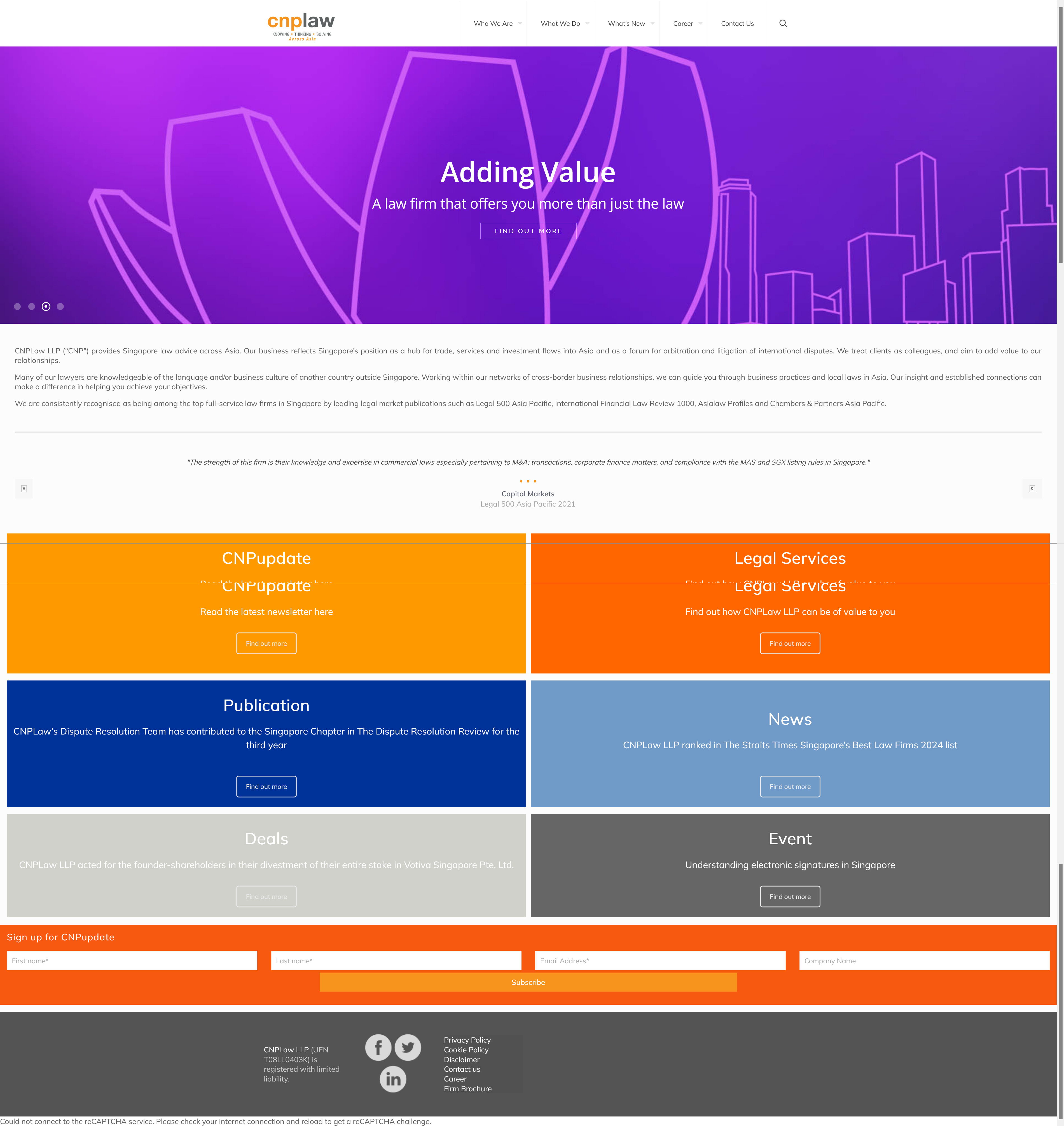 CNP Law redesigned homepage