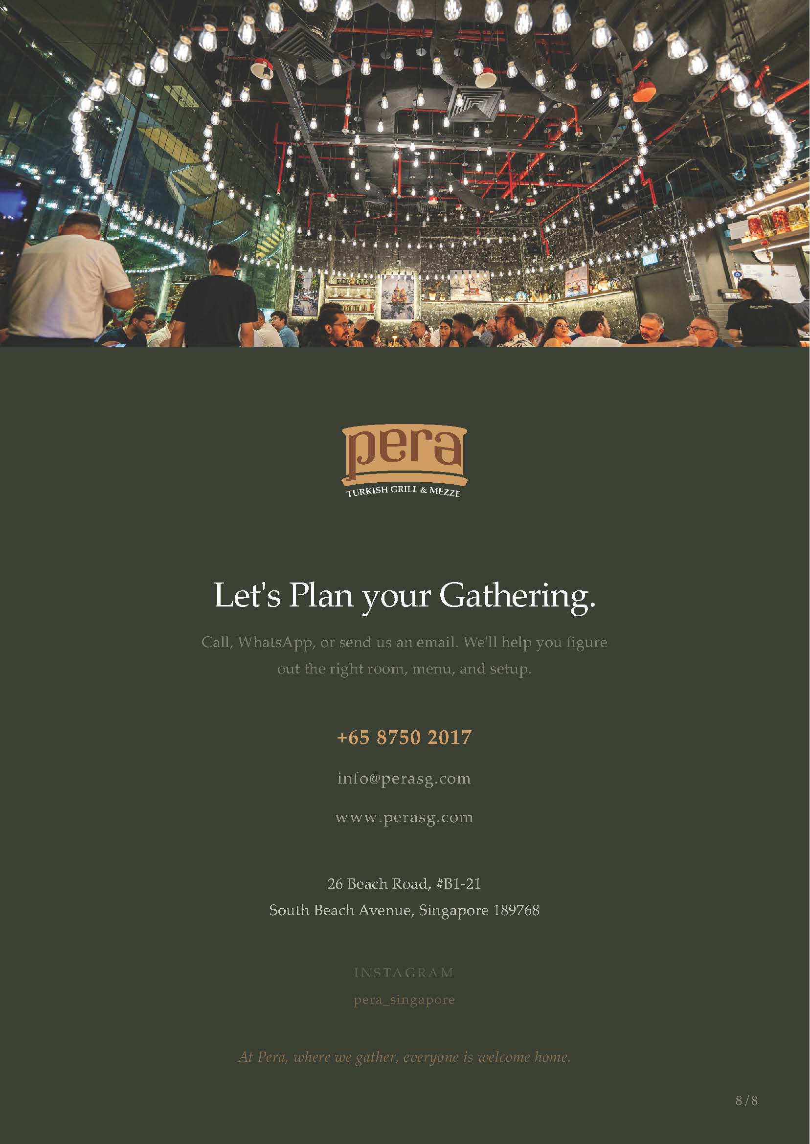 Final page of Pera's corporate brochure with contact and enquiry details