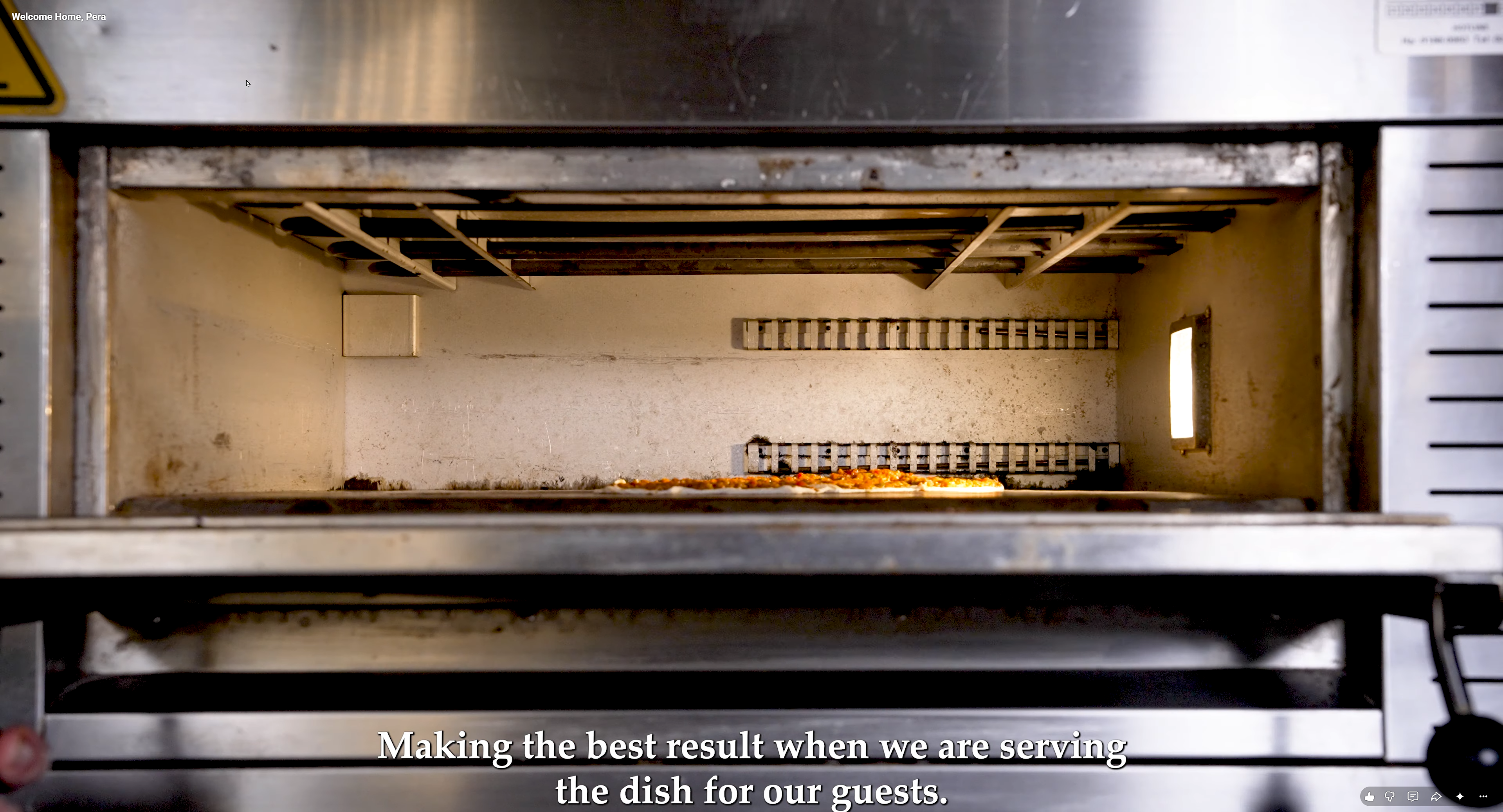 Lahmacun baking in Pera's oven during the Welcome Home film